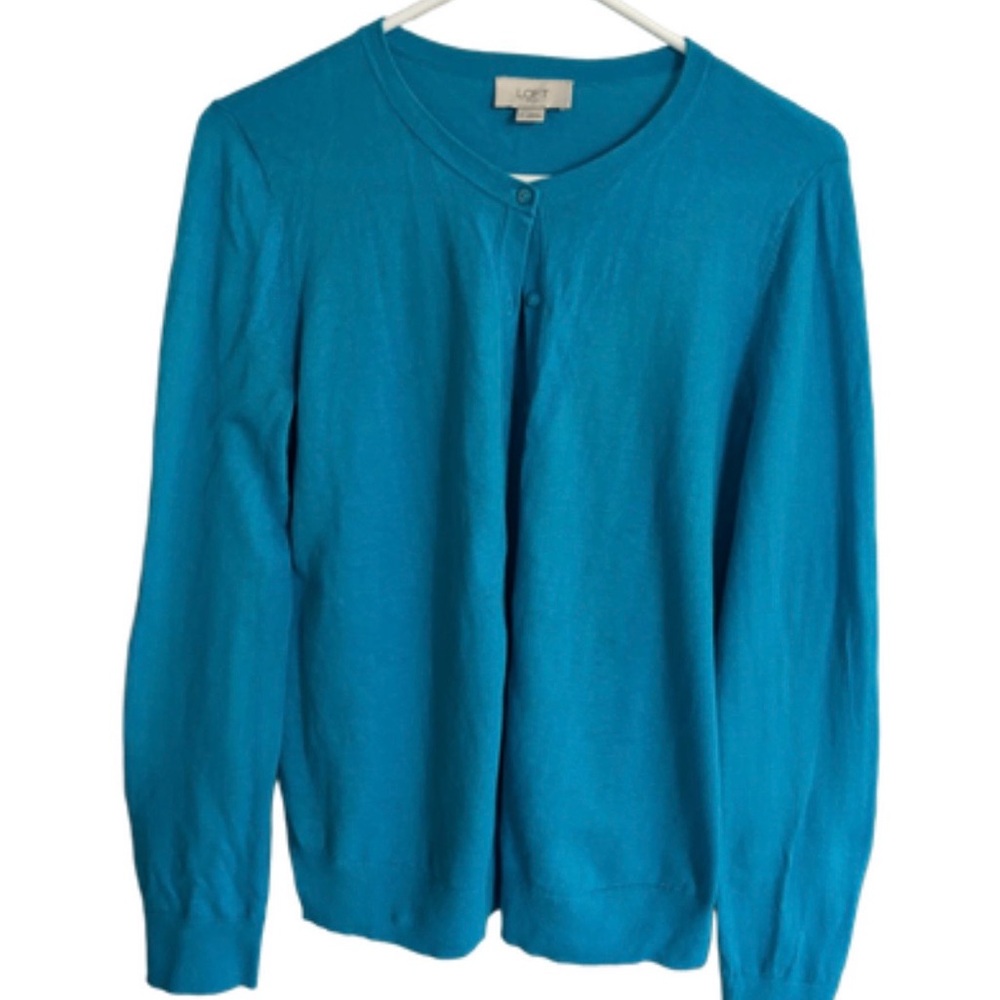 LOFT Teal Button-Up Cardigan